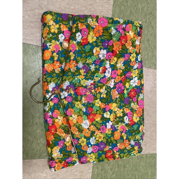 VTG Mod Brightly Colored Floral Travel Hanging Toiletry Bag Makeup Organizer 70s - Picture 8 of 10